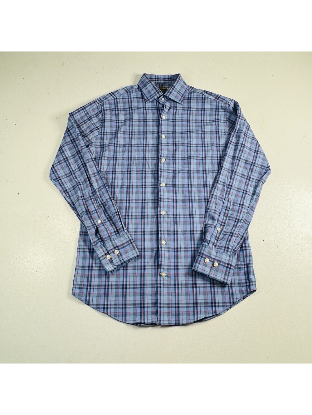 Peter Millar Summer Comfort Button Down Shirt Blue Red Plaid Men’s Size Medium